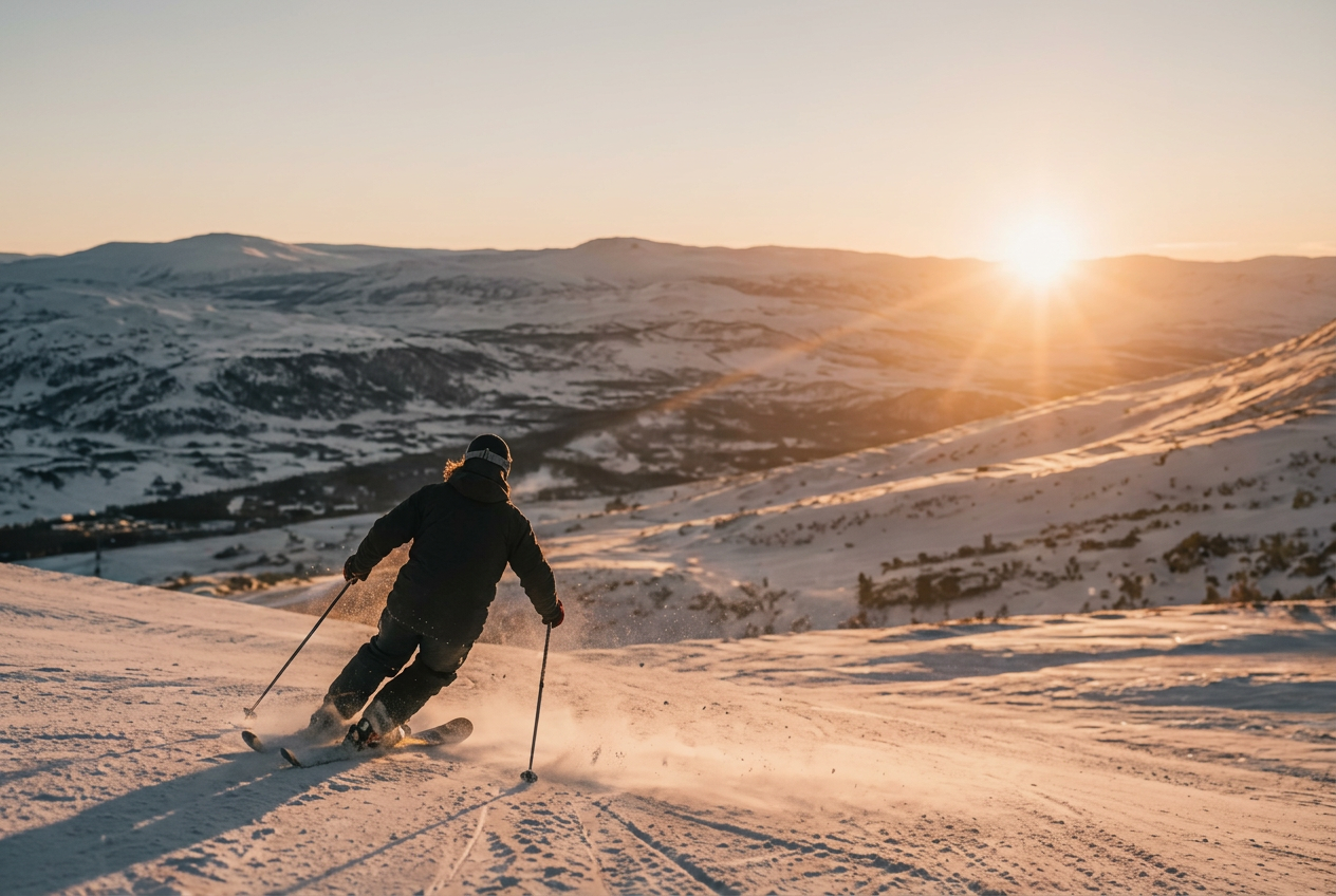 Skidbacken och byn i Hemavan